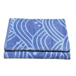 FMF Velour 2 Pack Bath Sheet Cotton 90 X 180CM - Blue