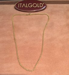 9 Carat Gold Silver- Belcher - Rolo' Necklace Cm 45