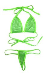 Skinbikini Women's See-thru Micro G-string Bikini One-size Green