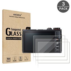 3-PACK Tempered Glass Screen Protector For Canon G7X Mark II G9X G9XII G7X G5X Akwox 9H Lcd Protective Cover