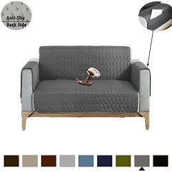 Rbsc Home 46 Inch Loveseat Cover 100% Waterproof Slipcovers Anti-slip Couch Covers For Leather Loveseat Slipcovers For Pets Baby Dogs Cats And Kids Washable Protector 46" Darkgray