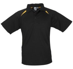 Biz Collection Splice Kids Golf Shirt - Black With Yellow BIZ-3611