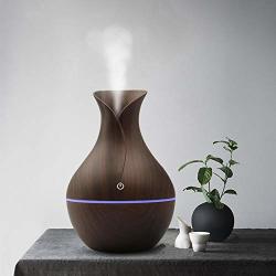 Ruorin Intelligent Induction Humidifier With Colorful LED USB Ultra-quiet Aromatherapy Diffuser Air Purifiers MINI 130ML Wood Grain Vase Shape Humidifier Diffuser For Car Office Bedroom