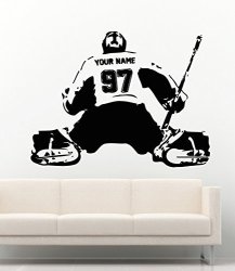 Usa DECALS4YOU Sport Vinyl Wall Decals Hockey Goalie Jersey Personalized Custom Name Vinyl Decor Stickers Vinyl Murals MK0577