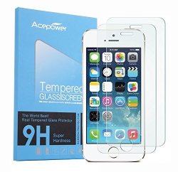Iphone 5S Screen Protector Acepower 2-PACK Iphone Se 5S 5 5C 0.2MM Tempered Glass Screen Protector 99% Touch-screen Accurate Round Edg - Protect Your