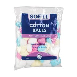 Cotton Balls Assorted Colours 50