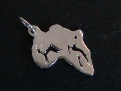 Solid Sterling Silver Africa Charm Pendant