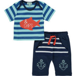 Lilly + Sid Blue Fish & Chips Two Piece Outfit
