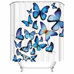 Dodou Digital Printing Shower Curtain Colorful Butterfly Pattern Waterproof Polyester Shower Curtain 72"WX78"H
