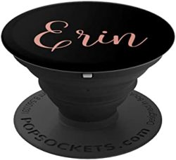Erin Personalized Blush Pink And Black Custom First Name Popsockets Grip And Stand For Phones And Tablets