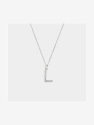 Chet Sterling Silver Cubic Zirconia L Initial Pendant