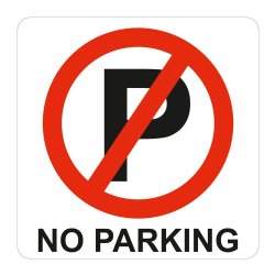 No Parking Symbolic Sign - Printed On White Acp 150 X 150MM