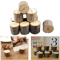 Faylapa 10PCS Wooden Wedding Name Place Table Number Card Holders Home Decor