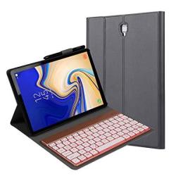 Samsung Galaxy Tab A 10.5 2018 Model SM-T590 T595 Keyboard Leather Case Cover 7 Color Backlit With S-pen Holder Slim Folio Shell Cover Removable Wire