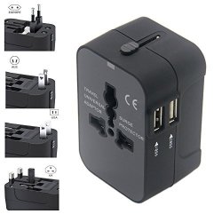 Travel Adapter Zookoto Worldwide All In One Universal Travel Adaptor Wall Ac Power Plug Wall Charger With Dual USB Charging Ports For Usa Eu