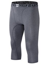 Eu Men's Running Compression Capri Base Layer Tights 3 4 Pants Grey M tag XL