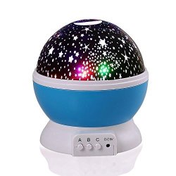 Tripcraft Baby Projector Night Light Lamp Colorful Starry Sky Star Night Lights Rotating Projector With USB Adapter Kid's Birthday Gift Lamp Blue