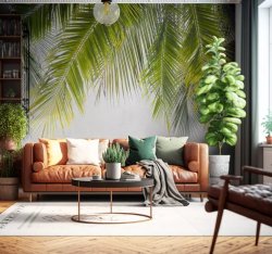 Palm Leaves Hanging Living Room Wall Mural