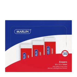 Marlin Eraser 30 Piece 35 X 15 X 10MM Individually Wrapped In Box