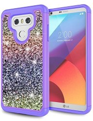 LG G6 Case LG G6 Plus Case LG G6 Case For Girls Jeylly Gradient Color Bling Glitter Luxury Crystal Dual Layer Shockproof Hard PC