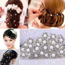 Marked Down Wedding Bridal Hair Pins - Faux Pearls And Crystal - To Adorn Hair Or Attach Veil