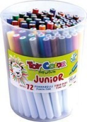 Toy Colour Fibre Pen Jar: 72 Pens In 24 Colours