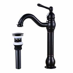 Vessel Sink Faucet Oil Rubbed Bronze Bathroom Swivel With Pop Up Drain Single Lever Handle 1 Hole Mixer Tap