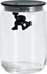 Alessi Gianni Glass Jar With Black Lid 0.9 Litre