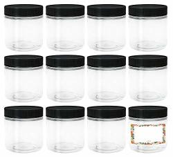 ljdeals 16 oz Amber Plastic Jars with Lids, Refillable Empty Round