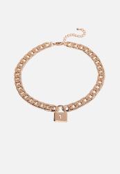 Keepsake Luxe Curb Necklace - Padlock Gold
