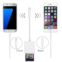 8 Pin & Micro USB To Sd Card Camera Reader For Iphone Ipad Samsung Sony And Other Smartphones Io...