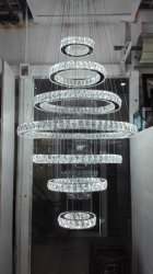 LED Crystal Chandelier Round 7 Rings Fixtures