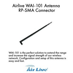 Airlive WAI-101 2.4GHZ 10DBI Rubber Indoor Omni Antenna Rp-sma Connector Wireless Access Point Antenna Booster Up To 5 Times Distance Wireless Router Antenna Booster.