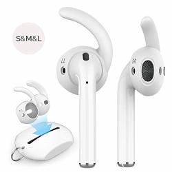 Ahastyle 3 Pairs Silicone Ear Hooks Cover Accessories Tips Compatible With Apple Airpods Or Earpods- Added Silicone Storage Pouch S m l White- S m l
