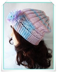 Beanie In Shades Of Pink & Blue