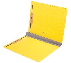 Tab Top Tab Pressboard Classification Folder - 2" Expansion 2 Fasteners Letter Size Canary 25 BOX