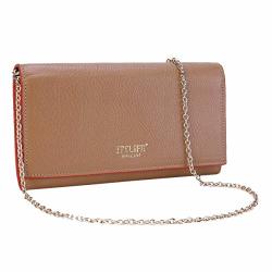 Itslife Womens Rfid Blocking Leather Wallet Card Holder Clutch Cross Body Purse With Metel Chain