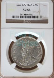 1929 2.5 Shillings Ngc Graded Au 53 - Catalogue Value R20 000.00