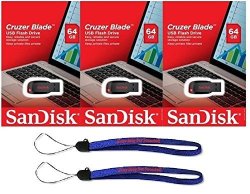 Sandisk Cruzer Blade 64GB 3 Pack USB 2.0 3.0 Flash Drive Jump Drive Pen Drive SDCZ50-064G - W 2 Everything But Stromboli Tm Lanyard