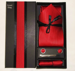 Free Shipping Stunning Tie Set In Ravishing Red
