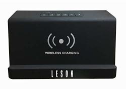 Leson Portable Bluetooth V4.2 10 Watts Speaker With Qi Wireless Charging Charger Dock Stand Premium Stereo Sound And Deep Base 20HOURS Playtime Dual Driver