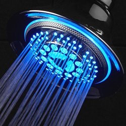 Dreamspa All Chrome Water Temperature Controlled Color Changing 5-SETTING LED Shower Head By Top Brand Manufacturer Color Of LED Lights Changes Automatically According To