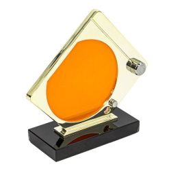Aluminium Trophy With Orange Perspex On Black Base