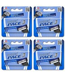 Dorco Pace 3- Three Razor Blade Shaving System- Value Pack 16 Cartridges No Handle