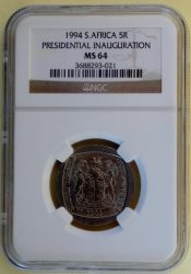 1994 Ngc Graded Ms64 - Presidential Inauguration R5 High Grade Low Population