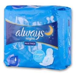 Always Maxi Thick Night Sanitary Pads Wings Flow 8 Pack