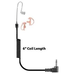 Fox Listen Only Short Tube Earpiece - 6 Inch Coil Cable - 3.5MM Right Angle Plug