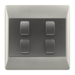 Bright Star Lighting - 4 Lever 1 Way Light Switch For 4 X 4 Electrical Box In Silver