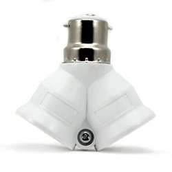 Vanker B22 To 2 E27 Extend LED Light Bulb Lamp Base Holder Adapter Screw Converter