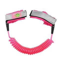 Anti-lost Wristband Wrist Link - Strap Harness Rope Leash Walking Hand For Toddlers & Kids Safety special Light Reflection Pink